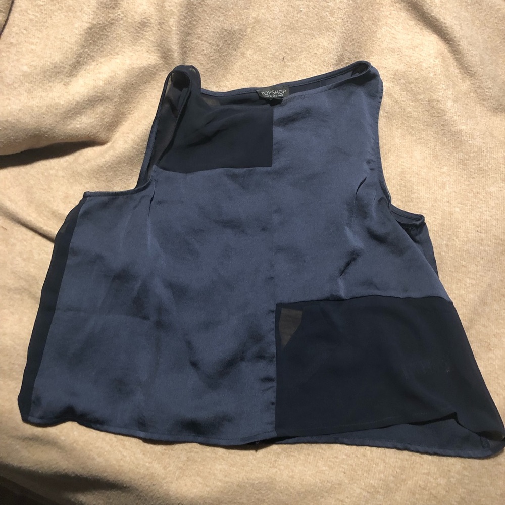 Top Shop open fly back navy top